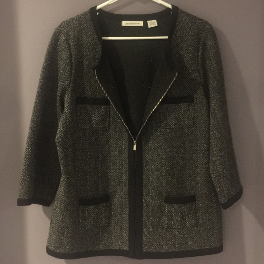 Grey and Black Tweed/Herringbone Blazer